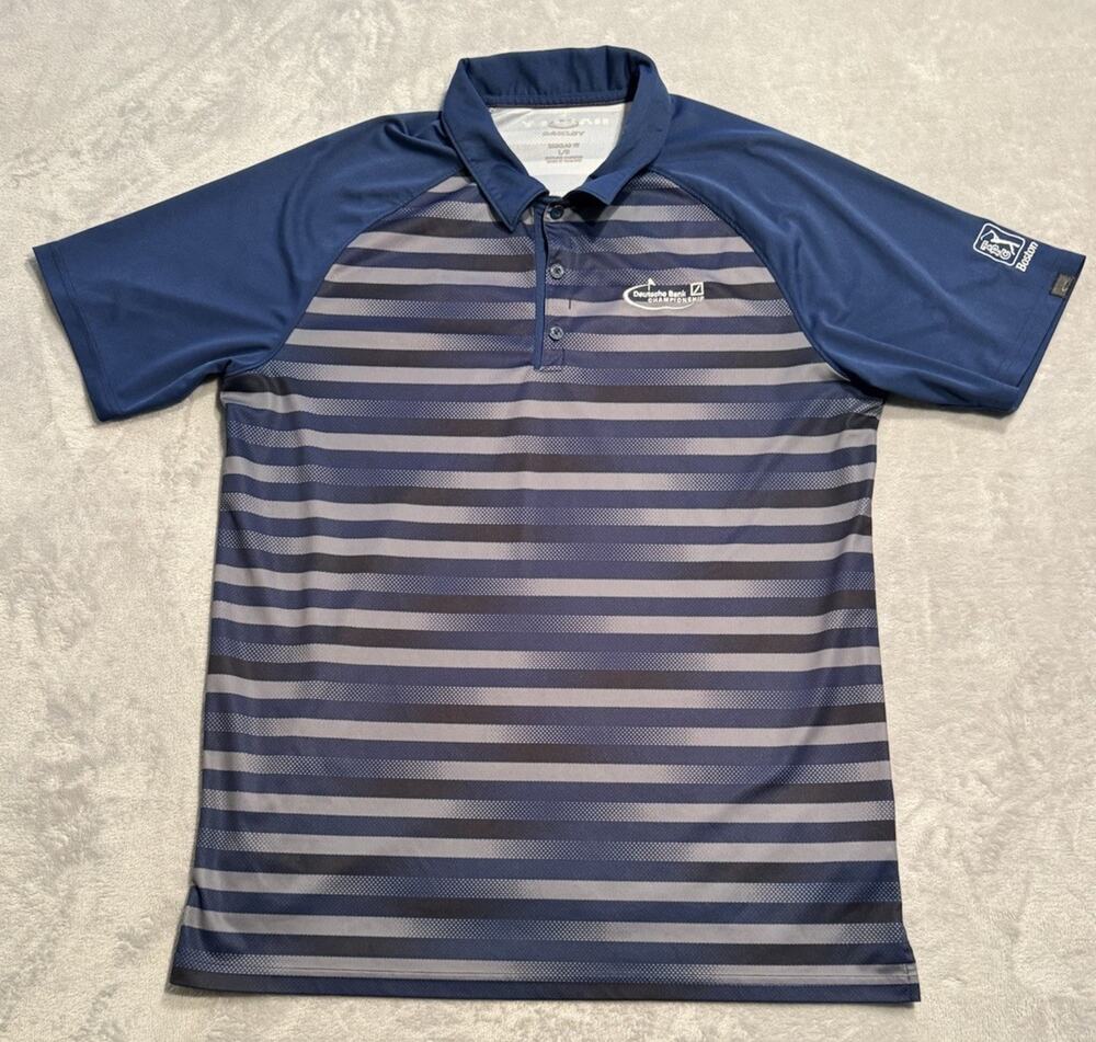 Large Oakley TPC Boston Deutsche Bank Championship Hydrolix Golf Polo Shirt Blue